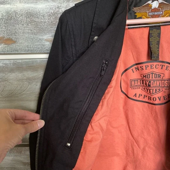 Harley Davidson Asymmetrical Zip Black Jacket - Picture 11 of 12